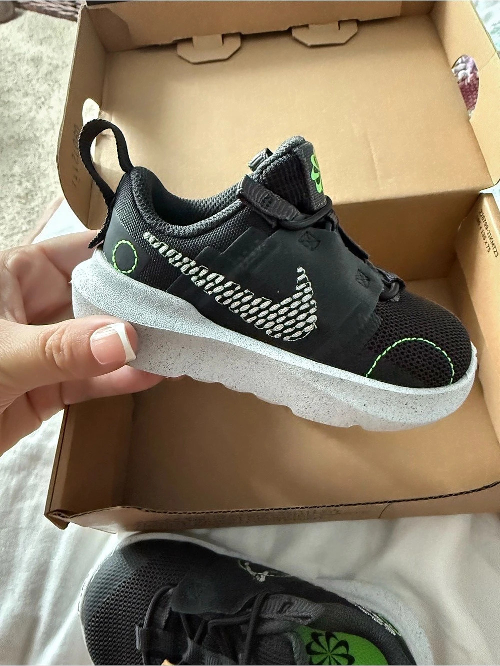 Nike Crater Impact (TD) ) Kids Sneakers Black & Green US 6C NWT